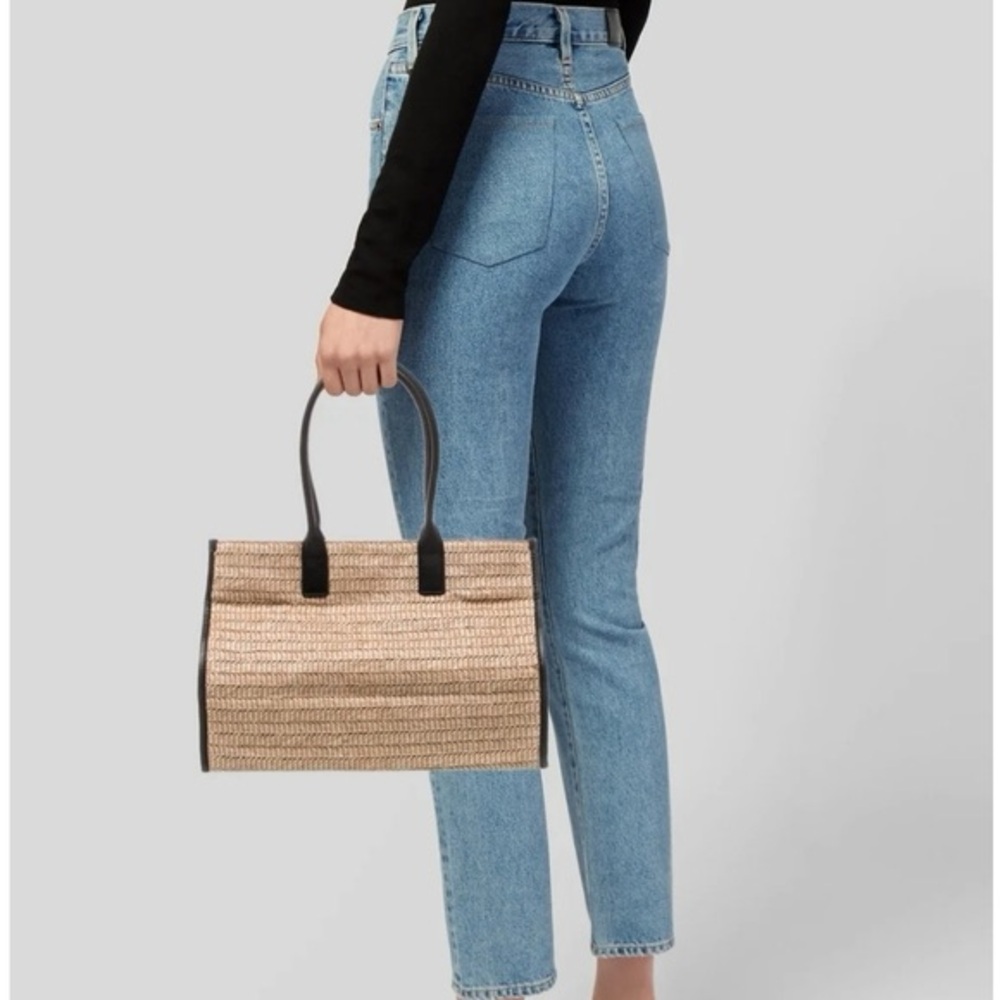 Walter Baker Delaney Tote Natural Woven with Leather Trim